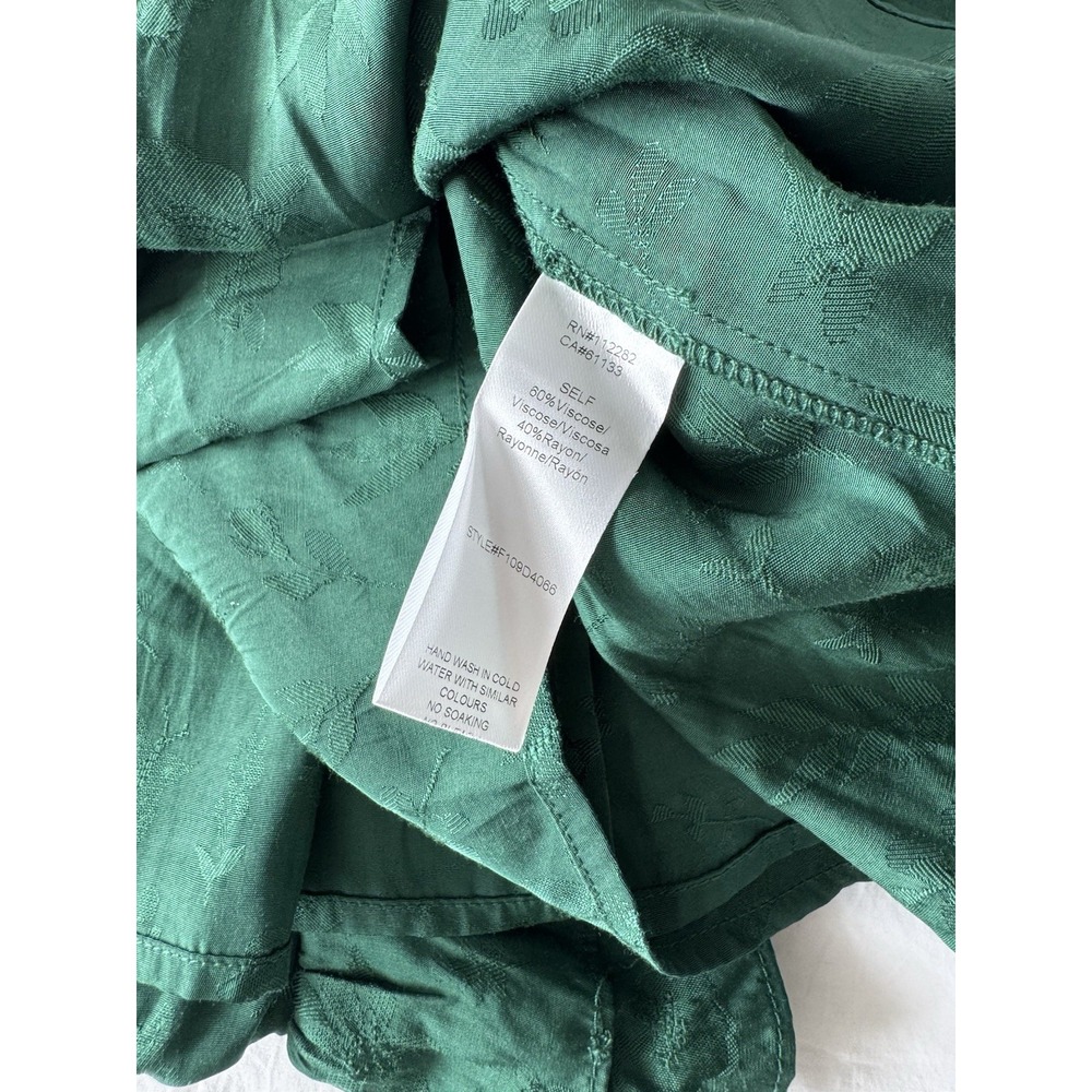 Adelyn Rae Size Medium Green Dress Long Sleeve Flowy Flowers V-neck EUC - Picture 9 of 10